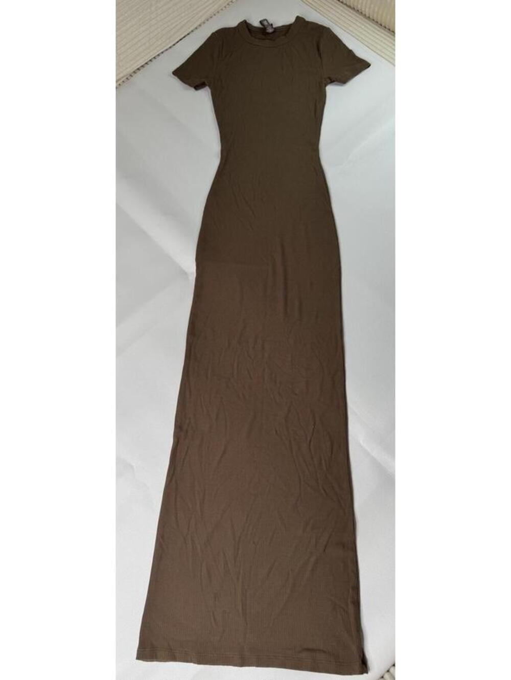 SKIMS Brown Ribbed Long Dress Size XXS